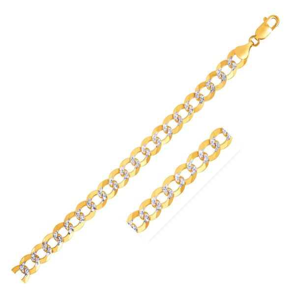 14k Two Tone Gold Pave Curb Bracelet (7.00 mm) - Two-Tone Gold