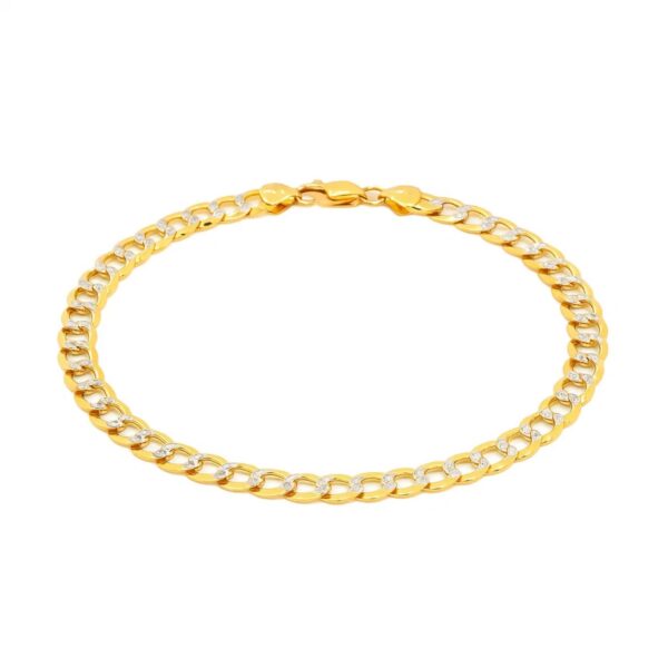 14k Two Tone Gold Pave Curb Bracelet (7.00 mm) - Two-Tone Gold - alternate view 2
