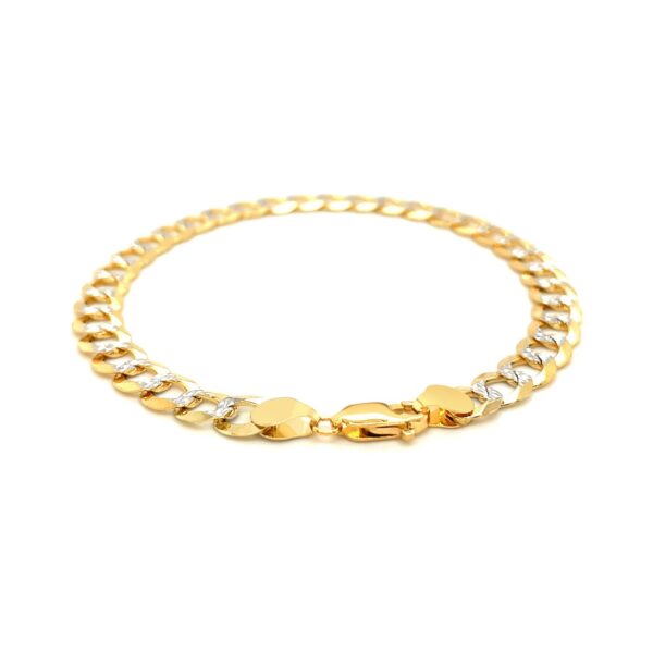 14k Two Tone Gold Pave Curb Bracelet (7.00 mm) - Two-Tone Gold - alternate view 3