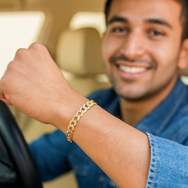 14k Two Tone Gold Pave Curb Bracelet (7.00 mm) - Two-Tone Gold - alternate view 4
