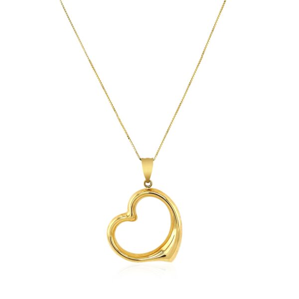 14k Yellow Gold Floating Heart Drop Pendant - alternate view 2