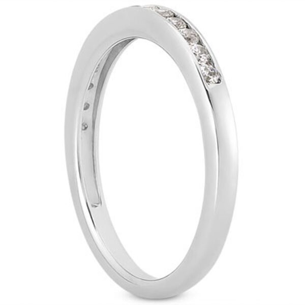 14k White Gold Channel Set Diamond Wedding Ring Band Set 1/3 Around - alternate view 2