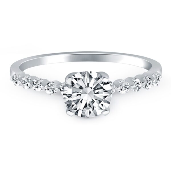 14k White Gold Diamond Engagement Ring with Shared Prong Diamond Accents - alternate view 2