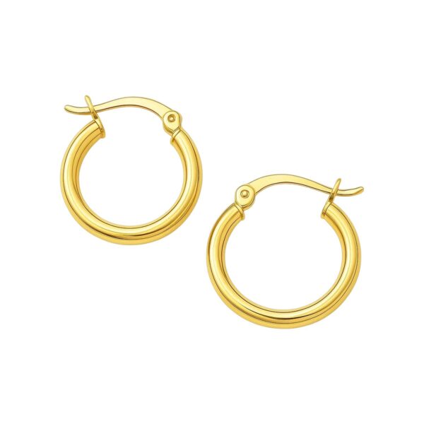 14k Yellow Gold Polished Hoop Earrings (2x15mm) - alternate view 2