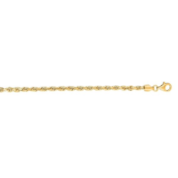 14k Yellow Gold Solid Diamond Cut Rope Bracelet (3.00 mm) - alternate view 2