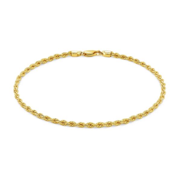 14k Yellow Gold Solid Diamond Cut Rope Bracelet (3.00 mm) - alternate view 3