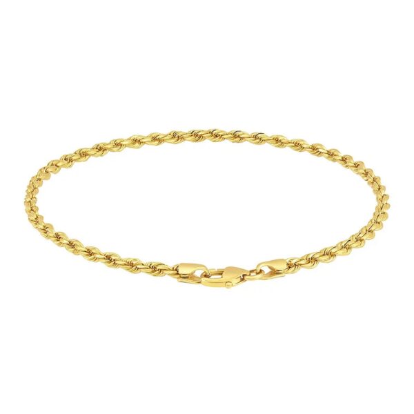 14k Yellow Gold Solid Diamond Cut Rope Bracelet (3.00 mm) - alternate view 4