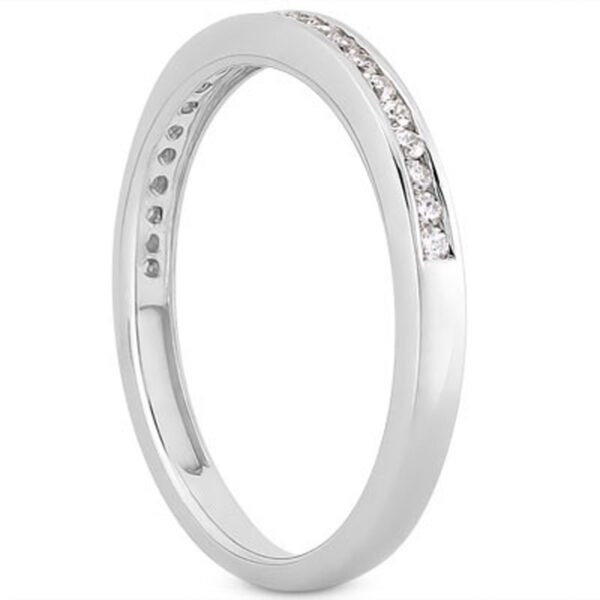 14k White Gold Slender Channel Set Diamond Wedding Ring Band Set 1/2 Around - alternate view 2