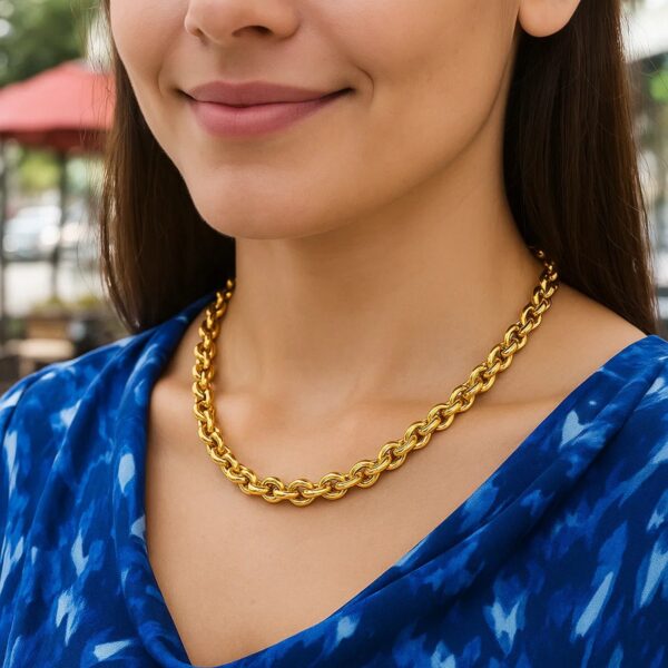 14k Yellow Gold Polished Cable Link Necklace - alternate view 4