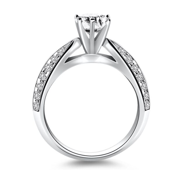14k White Gold Cathedral Double Row Pave Diamond Engagement Ring - alternate view 2