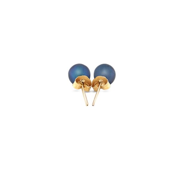 14k Yellow Gold Cultured Black Pearl Stud Earrings (6mm) - alternate view 2