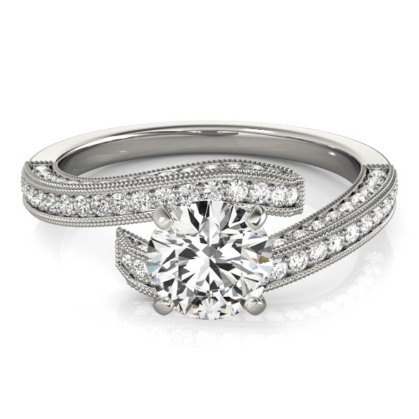14k White Gold Round Diamond Bypass Style Engagement Ring (1 1/2 cttw) - alternate view 2