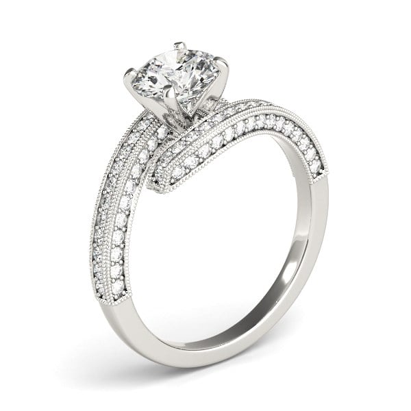 14k White Gold Round Diamond Bypass Style Engagement Ring (1 1/2 cttw) - alternate view 3
