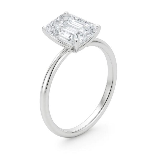 5 Carat Emerald Lab Grown IGI G/VS1 Diamond Solitaire Ring in 14K White Gold - alternate view 2