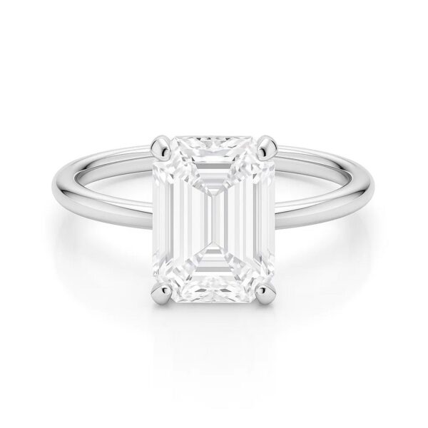5 Carat Emerald Lab Grown IGI G/VS1 Diamond Solitaire Ring in 14K White Gold - alternate view 3