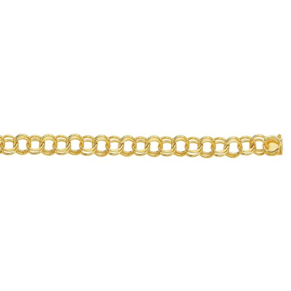 14k Yellow Gold Solid Double Link Charm Bracelet (10.00 mm) - alternate view 2