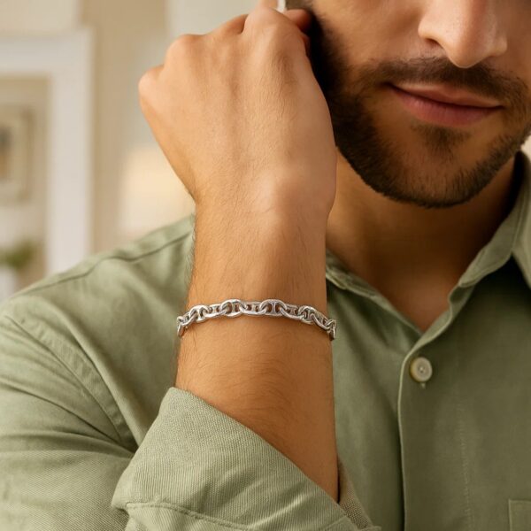 Sterling Silver Anchor Chain Bracelet (6.40 mm) - alternate view 2