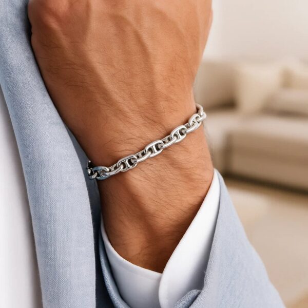 Sterling Silver Anchor Chain Bracelet (6.40 mm) - alternate view 3
