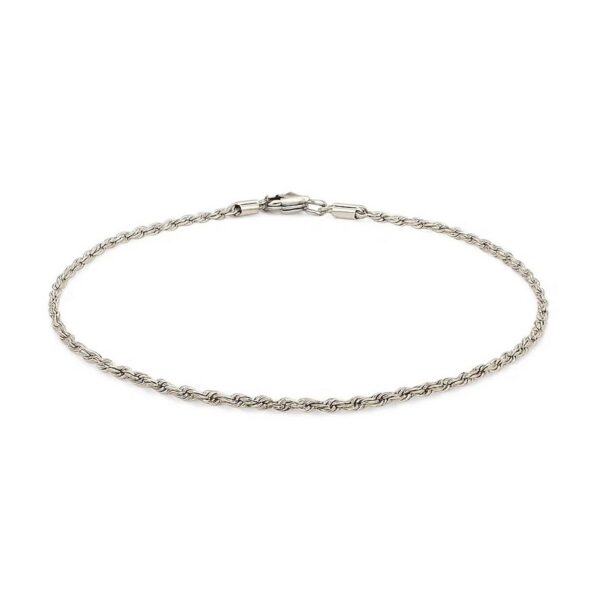 14k White Gold Solid Diamond Cut Rope Bracelet (1.60 mm) - alternate view 2