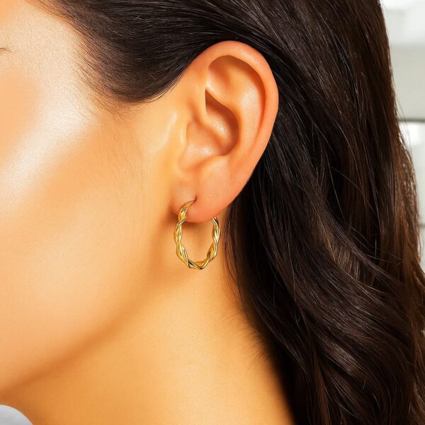 14k Yellow Gold Hoop Earrings (20mm) - alternate view 2