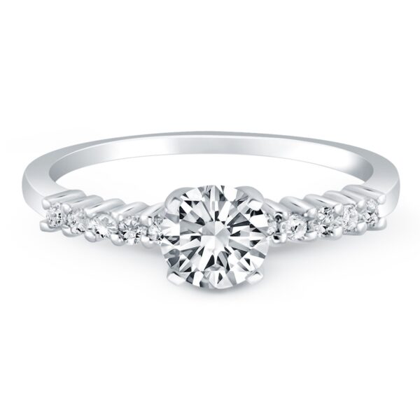 14k White Gold Shared Prong Accent Diamond Engagement Ring - alternate view 2