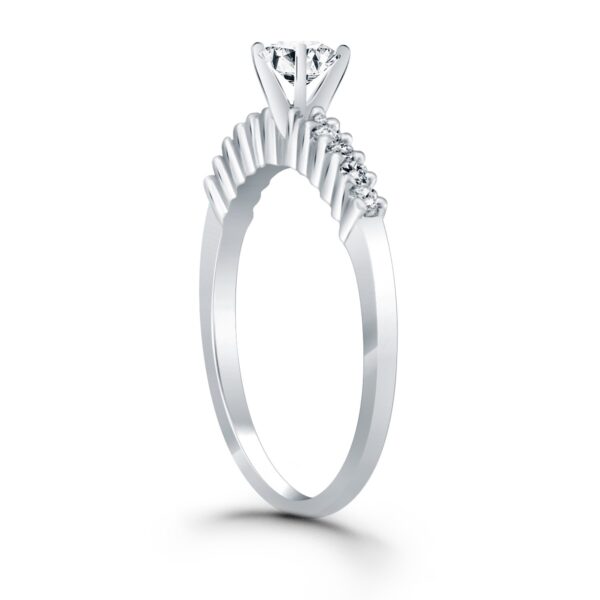 14k White Gold Shared Prong Accent Diamond Engagement Ring - alternate view 3