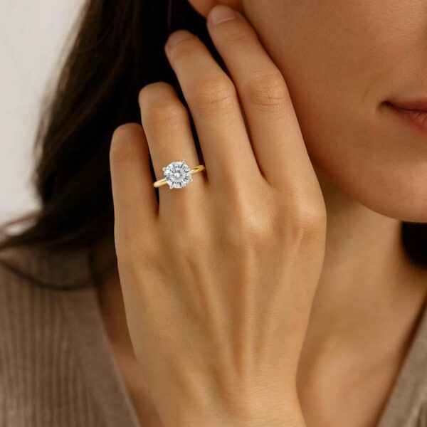 3 Carat Round Lab Grown IGI G/VS1 Diamond Solitaire Ring in 14K Yellow Gold - alternate view 5