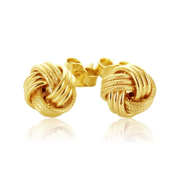 14k Yellow Gold Love Knot with Ridge Texture Earrings - alternate view 2