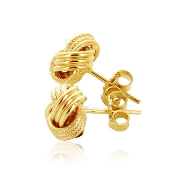 14k Yellow Gold Love Knot with Ridge Texture Earrings - alternate view 3