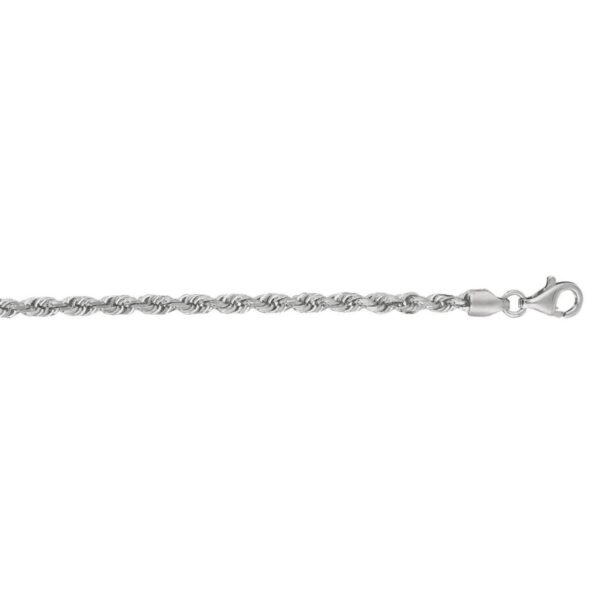 14k White Gold Solid Diamond Cut Rope Bracelet (3.00 mm) - alternate view 2
