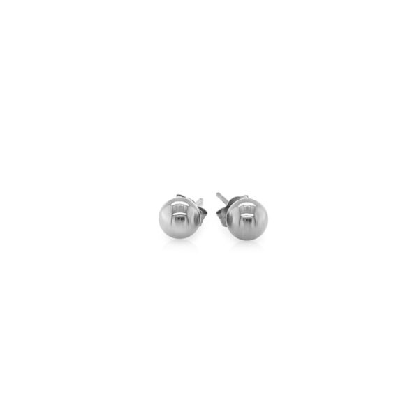 14k White Gold Classic Round Stud Earrings (5.0 mm) - alternate view 2