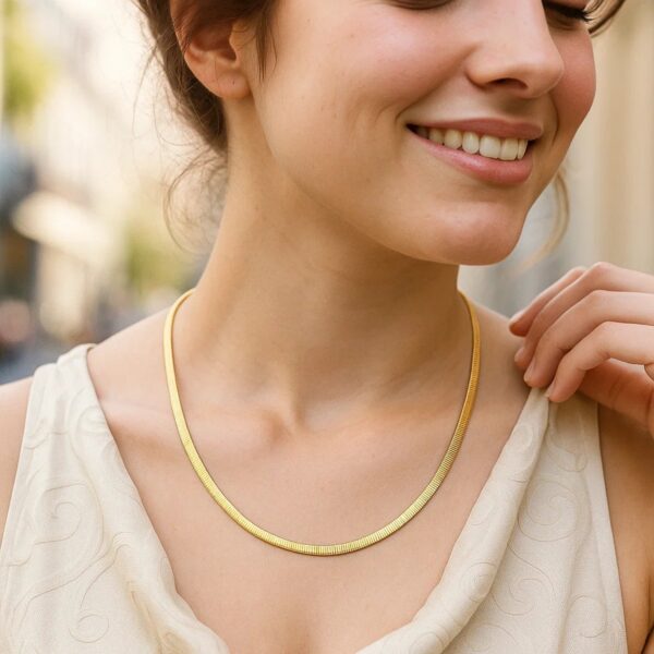 6.0mm 14k Two Tone Gold Reversible Omega Necklace - Two-Tone Gold - alternate view 4