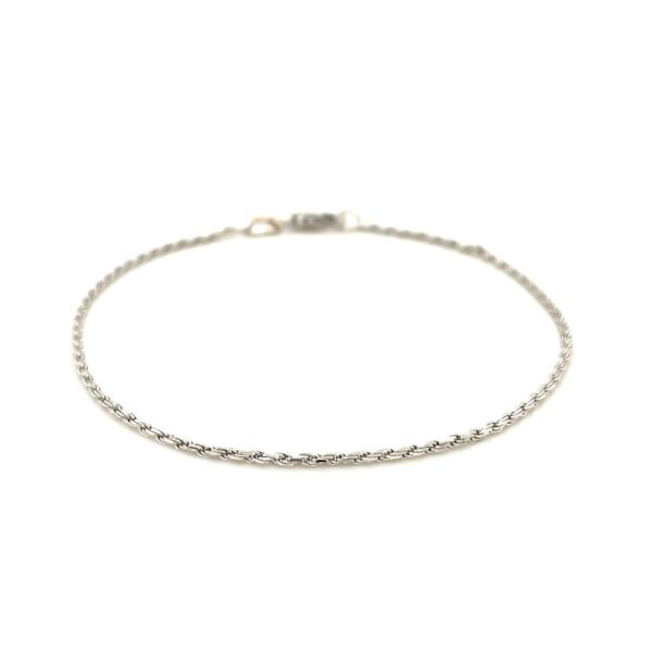 14k White Gold Solid Diamond Cut Rope Bracelet (1.80 mm) - alternate view 3