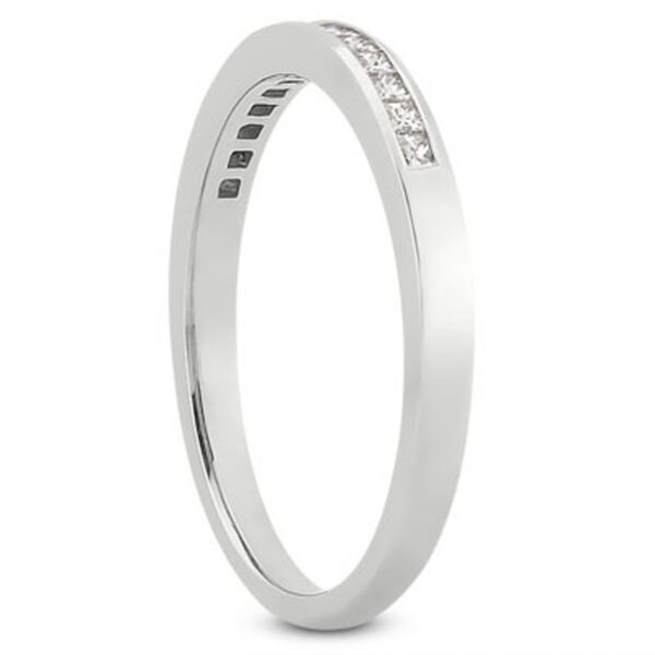 14k White Gold Channel Set Princess Diamond Wedding Ring Band - alternate view 2