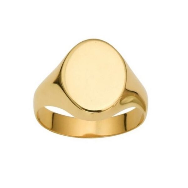 14K Yellow Gold Oval Signet Ring - alternate view 2
