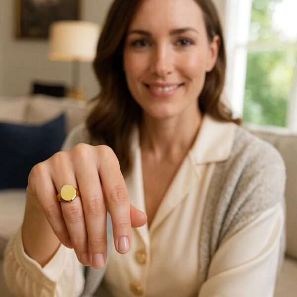 14K Yellow Gold Oval Signet Ring - alternate view 3