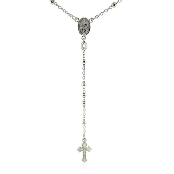 Fine Rosary Chain and Bead Necklace in Sterling Silver - alternate view 4