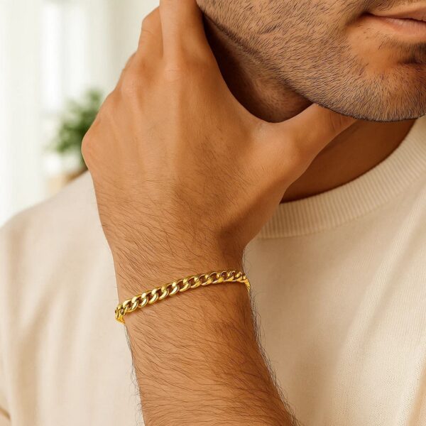 14k Yellow Gold Miami Cuban Semi Solid Bracelet (5.50 mm) - alternate view 3