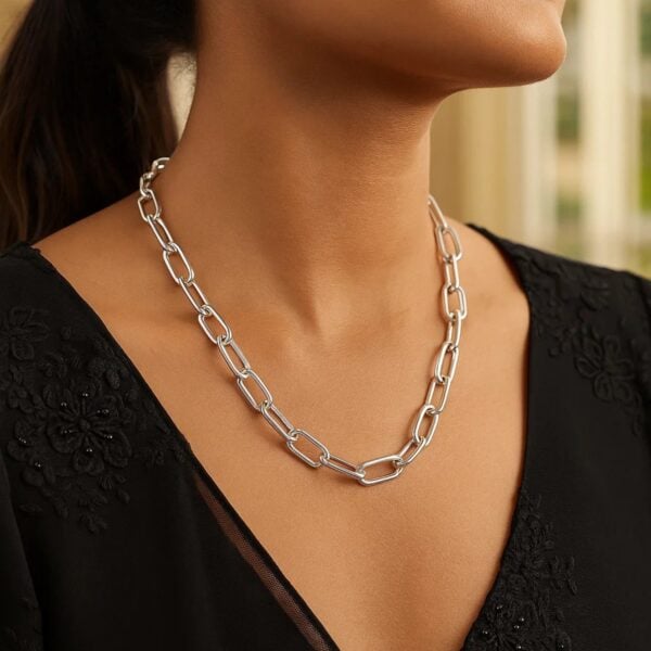 Sterling Silver Wide Paperclip Chain Necklace - alternate view 2