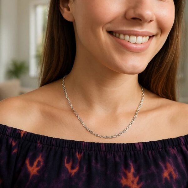 Sterling Silver Rhodium Plated Round Cable Chain (2.10 mm) - alternate view 3