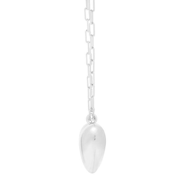 Sterling Silver Rhodium Plated Large Puffed Heart Long Necklace - alternate view 3