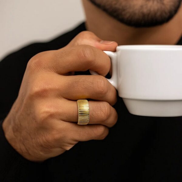 14K Yellow Gold Thick Tubogas Ring (9.90 mm) - alternate view 4