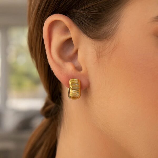 Reversible Textured and Smooth Snuggable Earrings in 10k Yellow Gold - alternate view 3