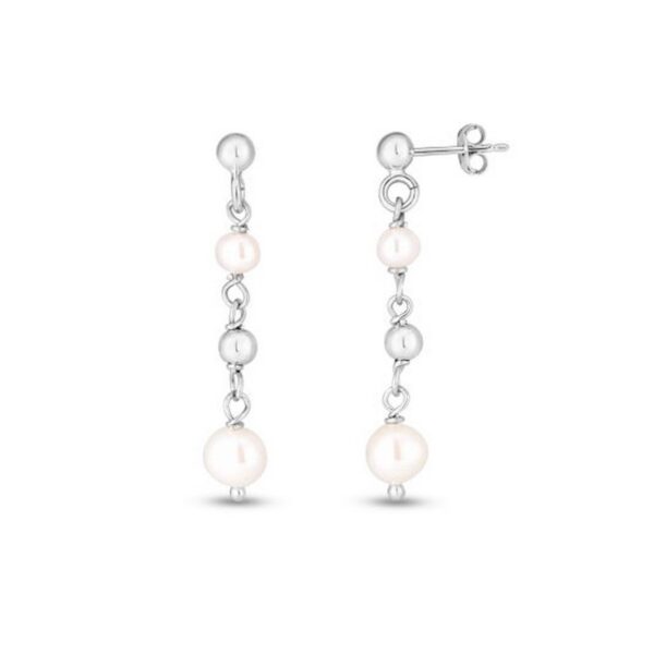 Sterling Silver Freshwater Pearl Bead Drop Earrings - alternate view 2