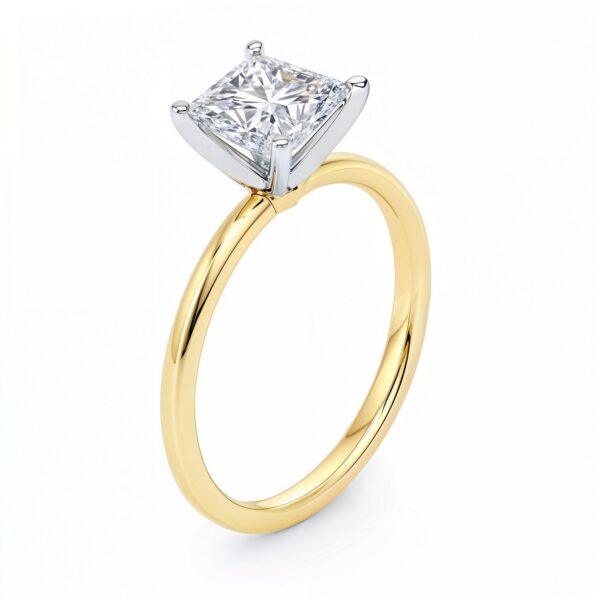 1.50Ct Princess Lab Grown IGI G/VS1 Diamond Ring in 14K Yellow Gold - alternate view 2