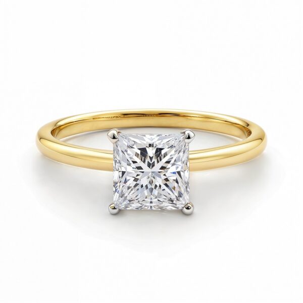 1.50Ct Princess Lab Grown IGI G/VS1 Diamond Ring in 14K Yellow Gold - alternate view 3