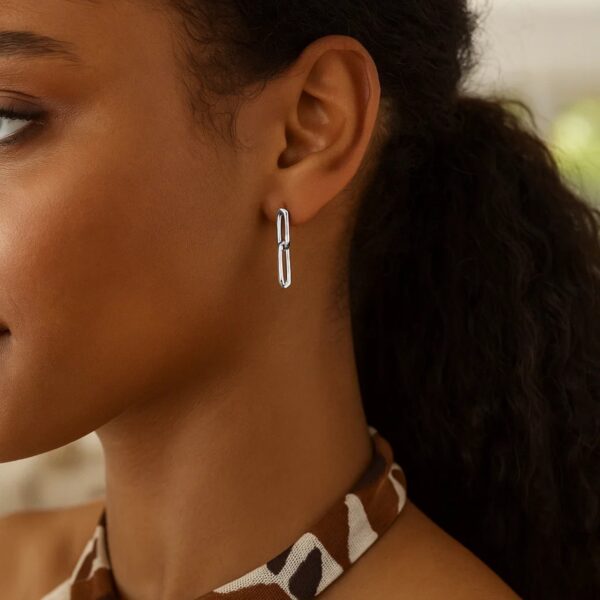 Sterling Silver Two Link Paperclip Dangle Earrings - alternate view 3
