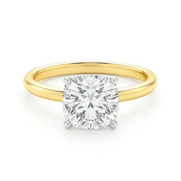 5 Carat Cushion Lab Grown IGI G/VS1 Diamond Solitaire Ring in 10K Yellow Gold - alternate view 3