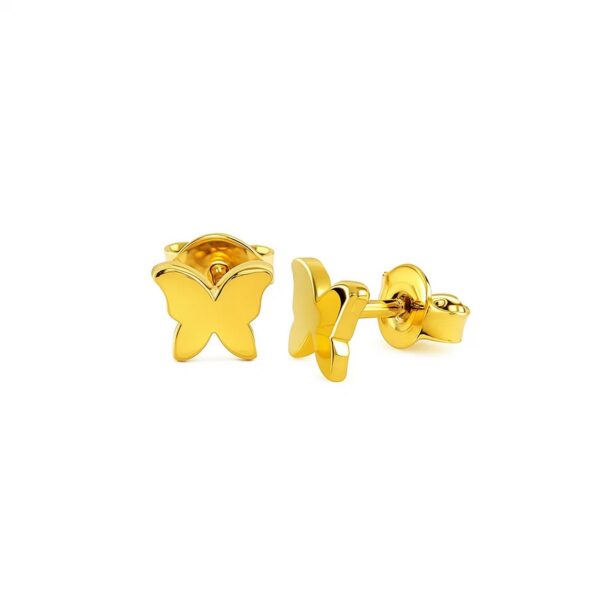14k Yellow Gold Polished Butterfly Earrings - alternate view 2