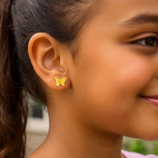 14k Yellow Gold Polished Butterfly Earrings - alternate view 3